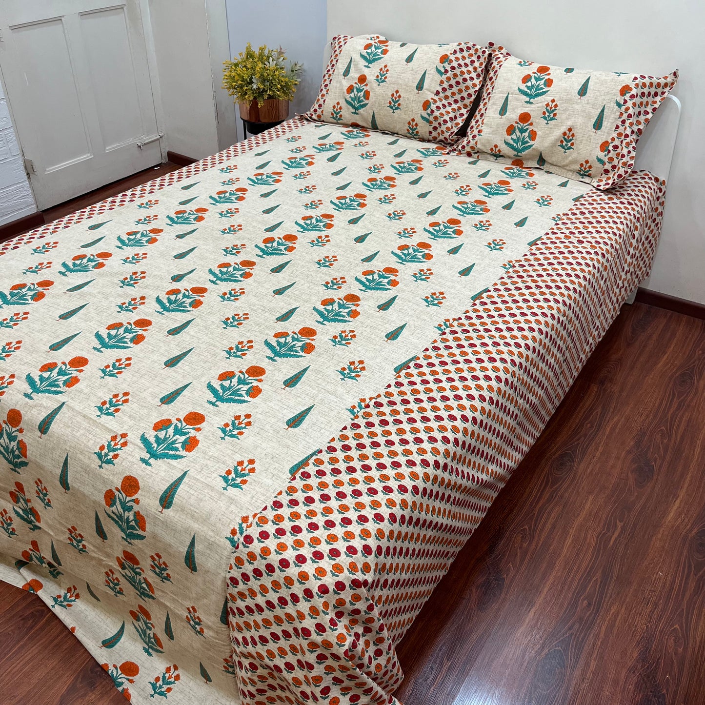 Timeless Red on White Ajrak Bedsheet
