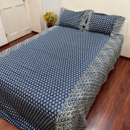 Timeless Royal Blue Ajrak Bedsheet