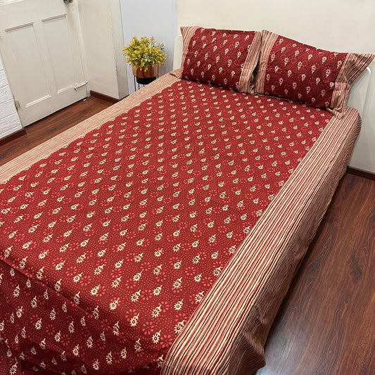 Timeless Blood Red Ajrak Bedsheet