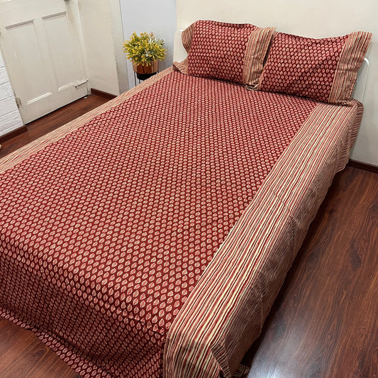 Timeless Wine Red Ajrak Bedsheet