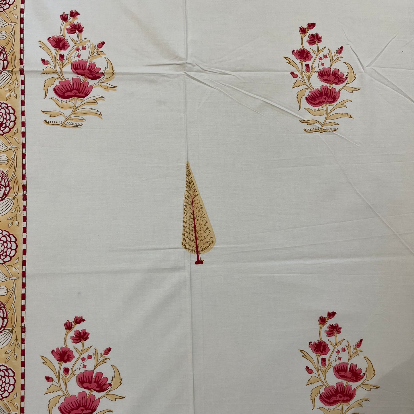 Artisanal Pine Block Print Bedsheet