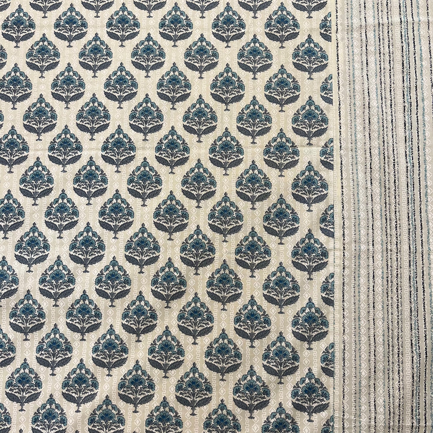 Timeless Blue Spade Ajrak Bedsheet