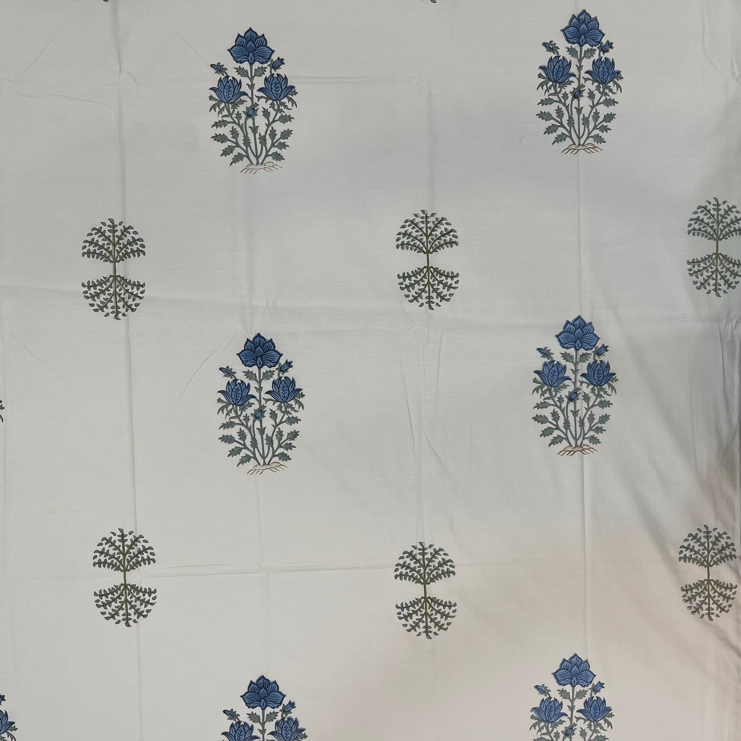 Artisanal Blue Floral Block Print Bedsheet