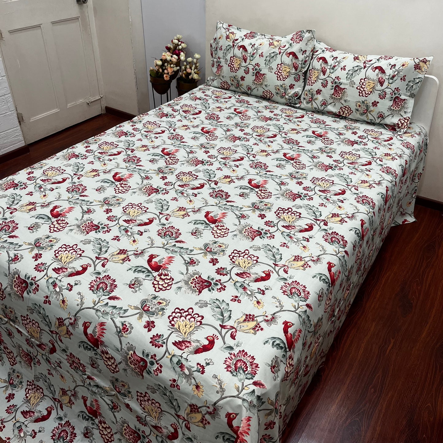 Anokhi Elegance Red Floral Bedsheet