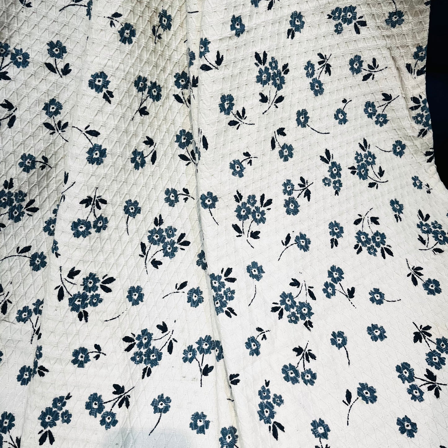 Effortless White on Blue Cotton Sofa Throw