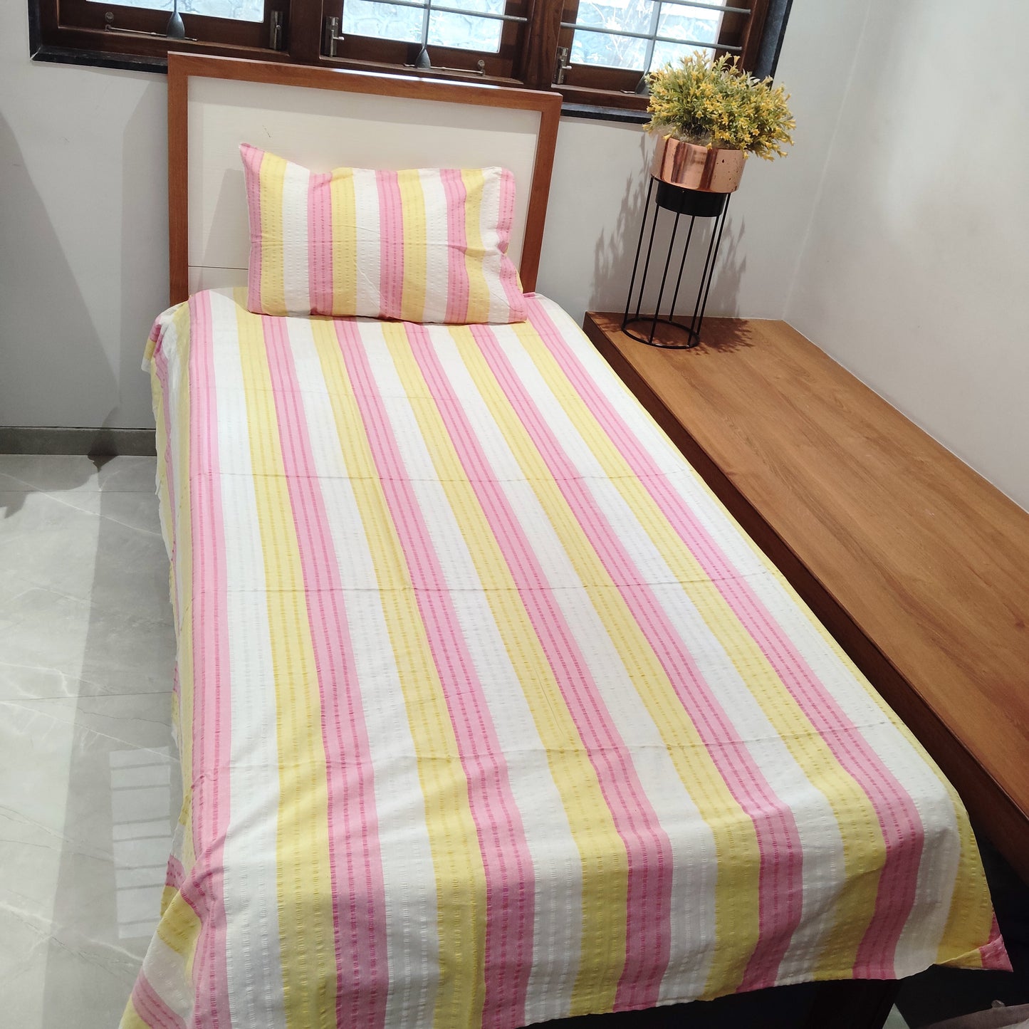 Cheese Cotton Yellow Bedsheet