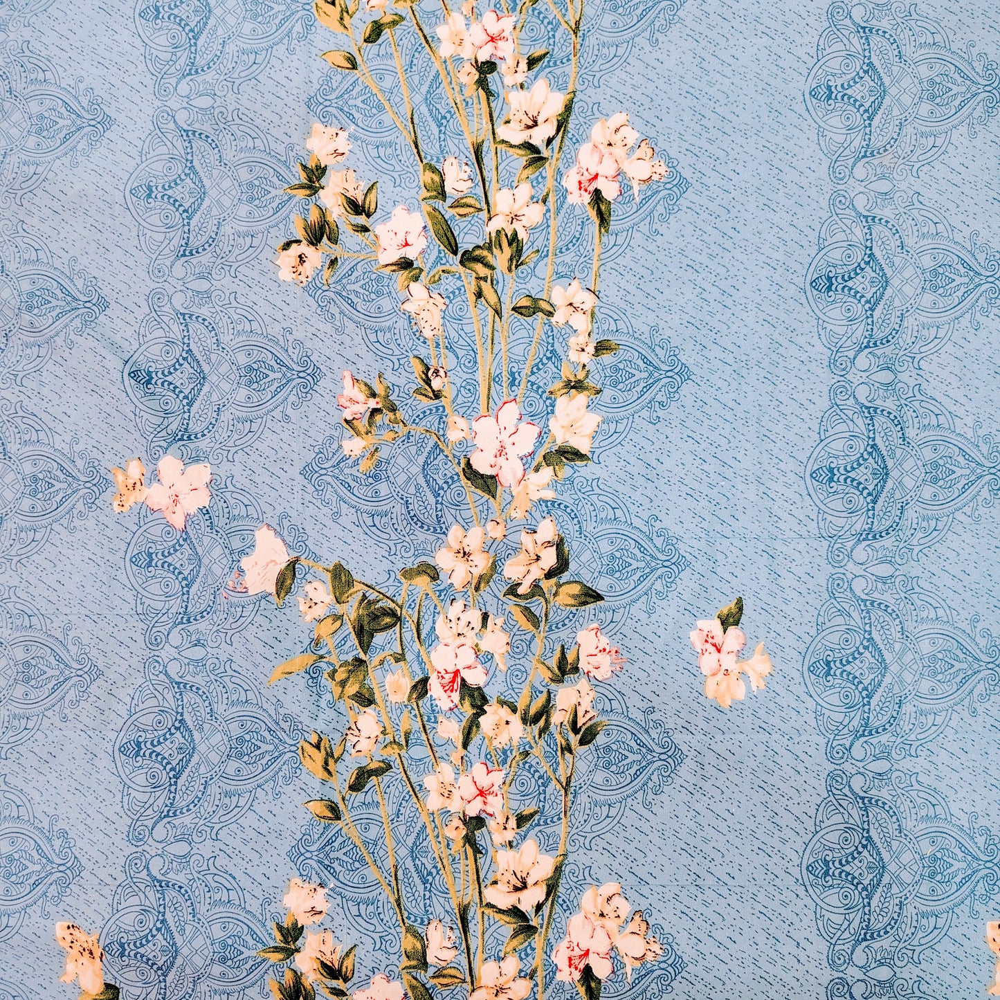 White on Blue Flower Bedsheet