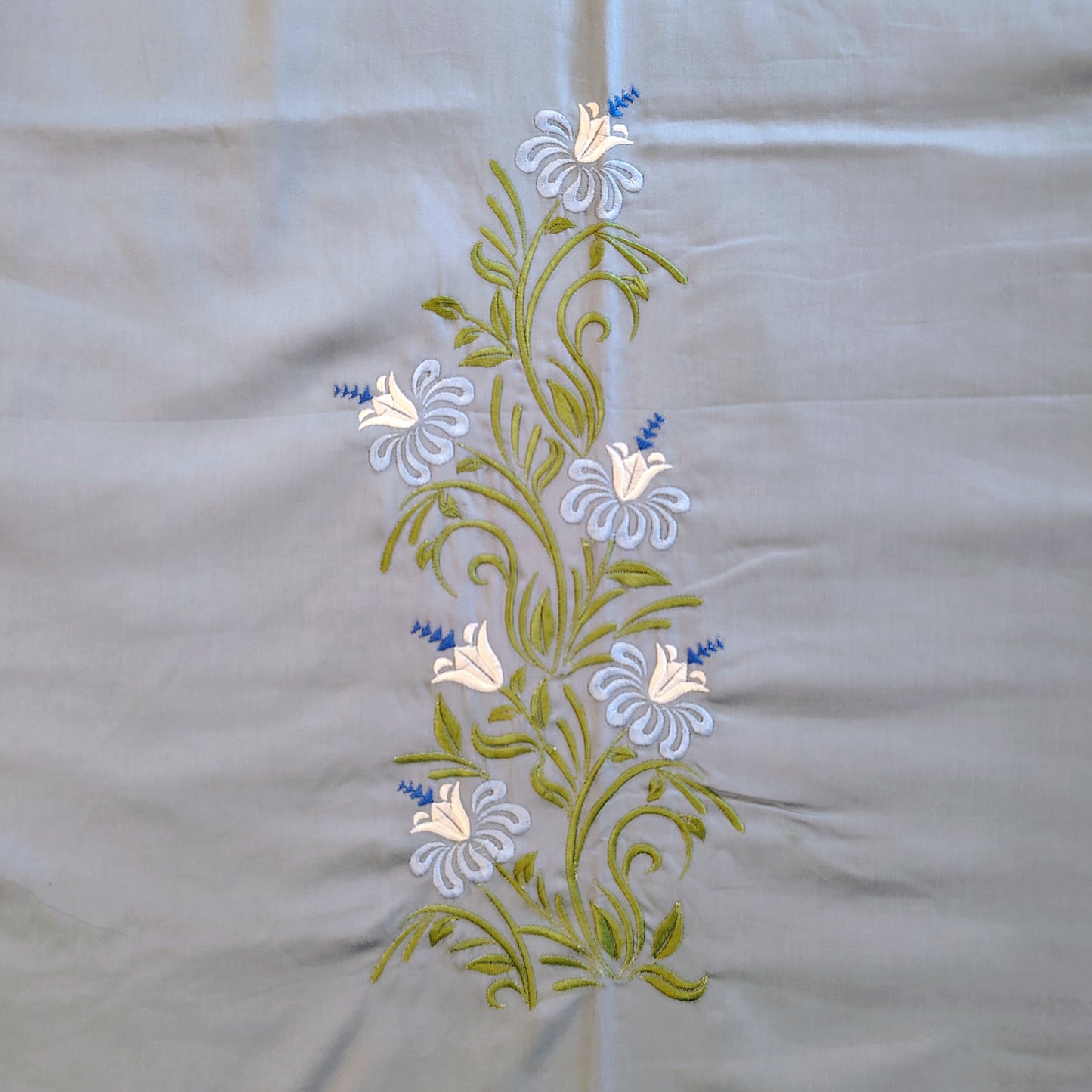 Blue Embroidery Bedshhet