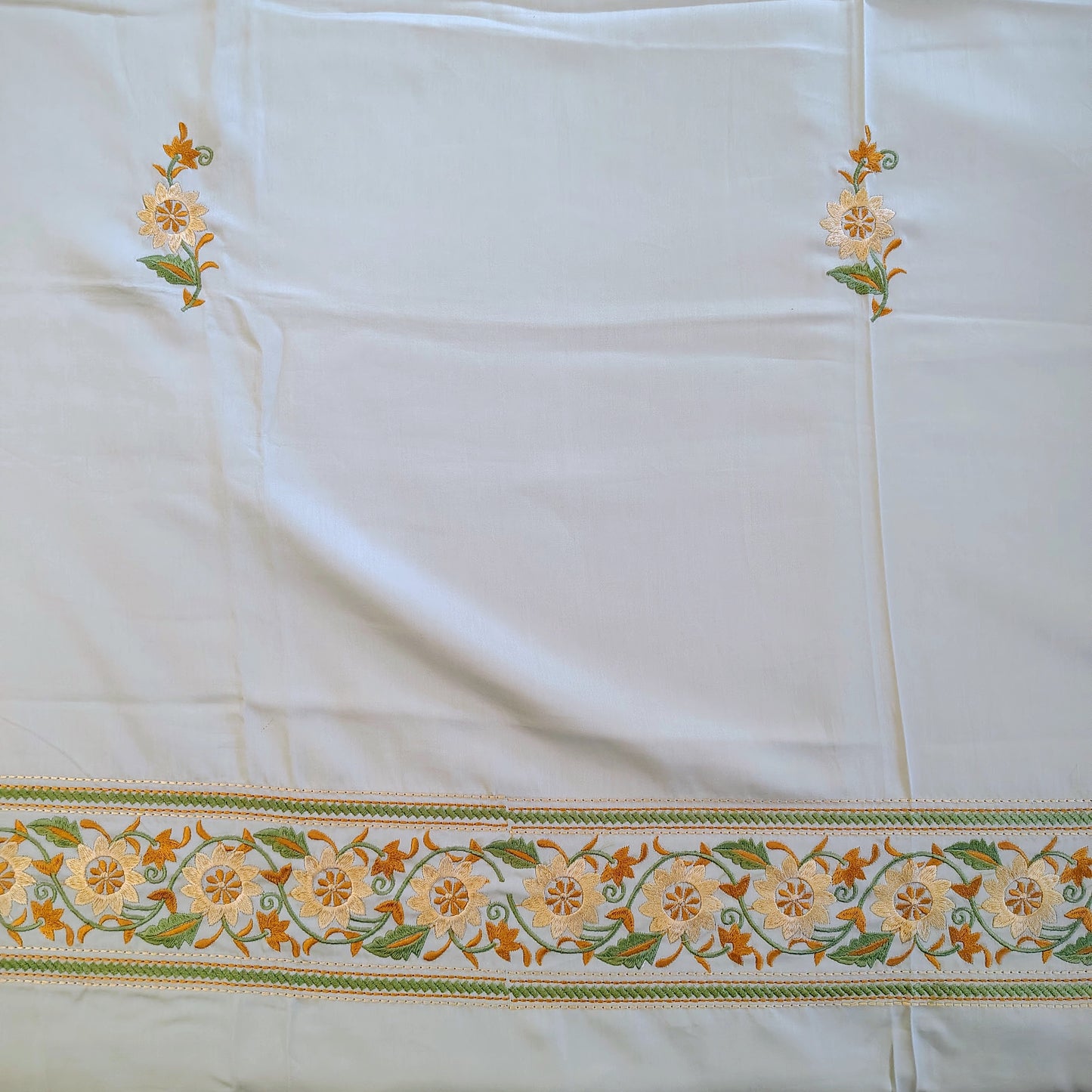 Green Embroidery Bedsheet