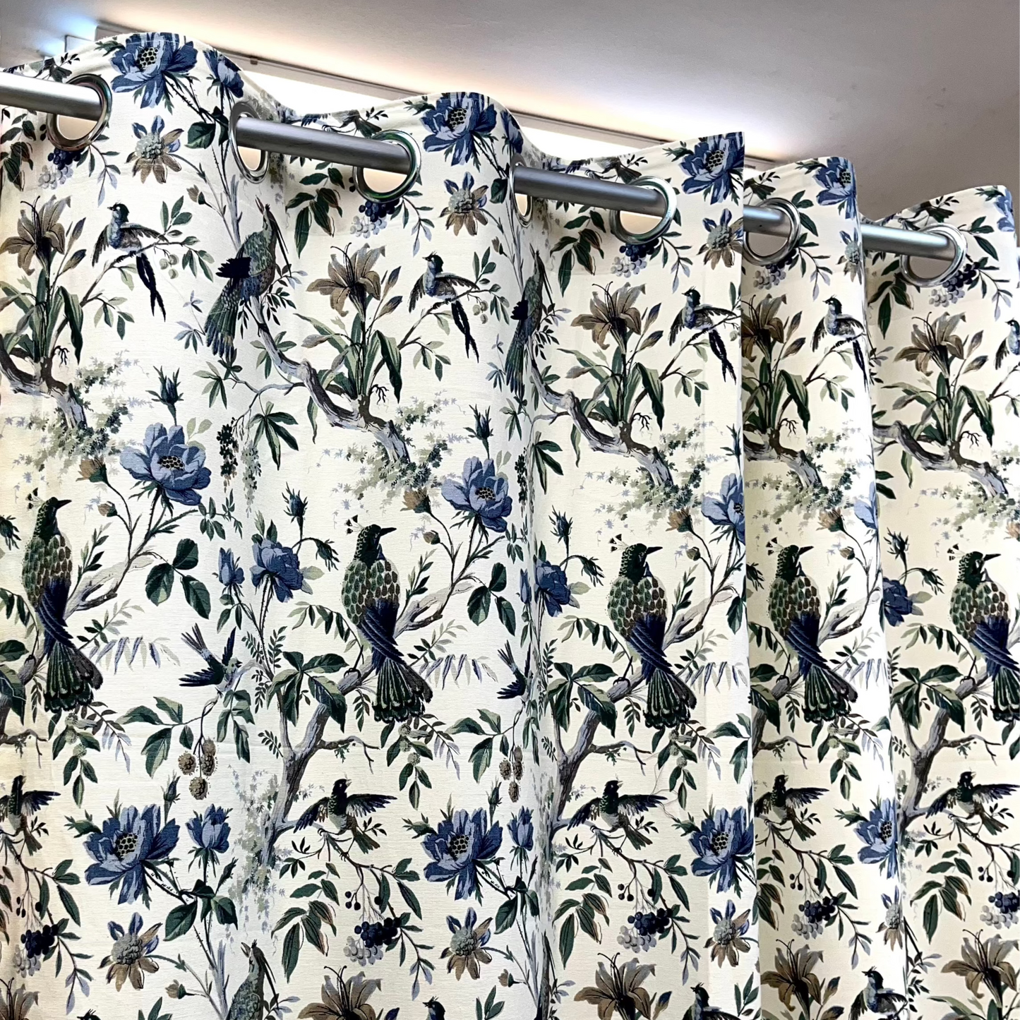 Anokhi Blue Bird Print Curtain