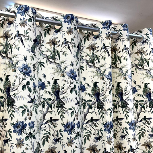 Anokhi Blue Bird Print Curtain