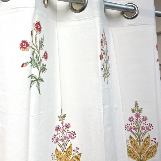 Floral Block Printed Curtain