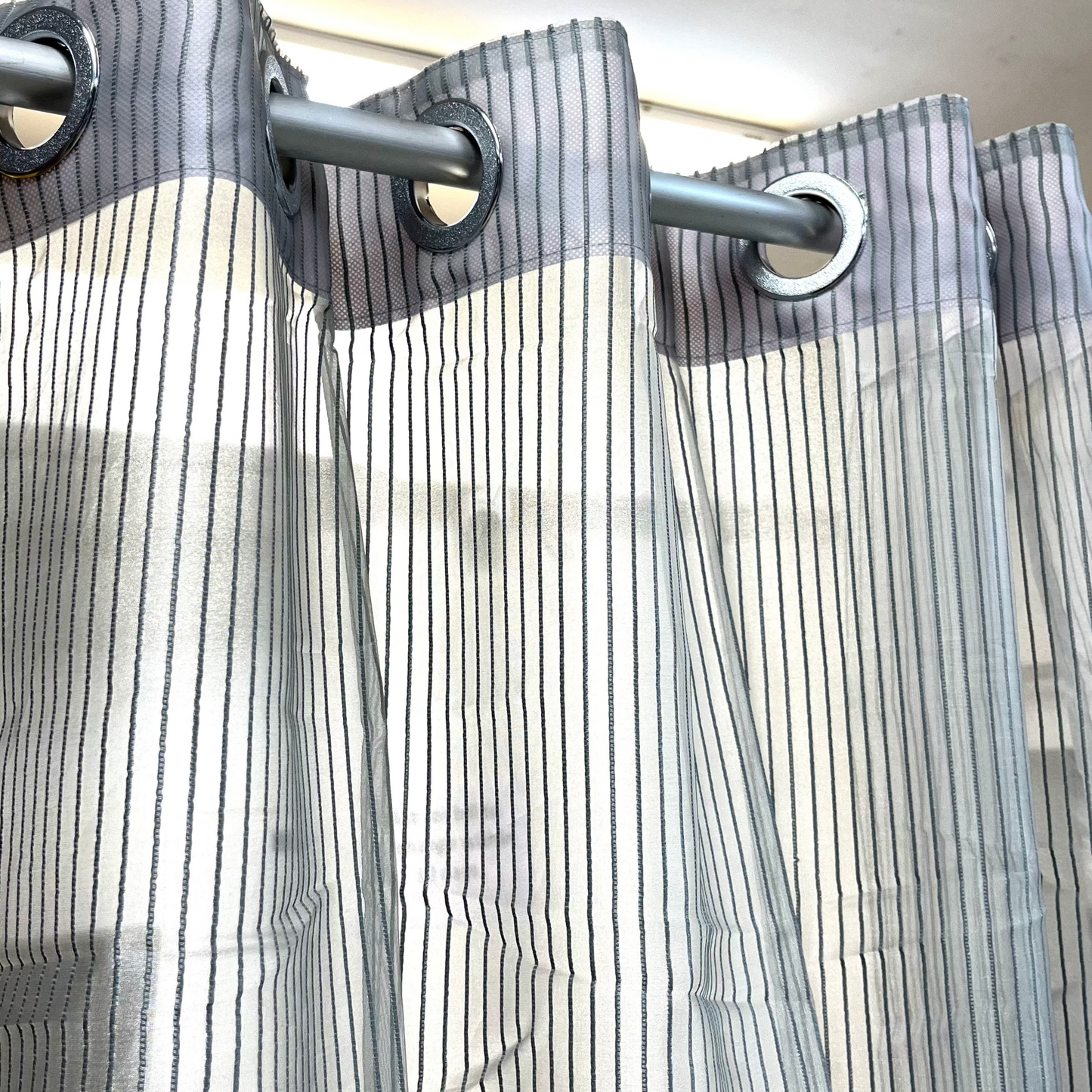 Gray Stripe Sheer Curtain