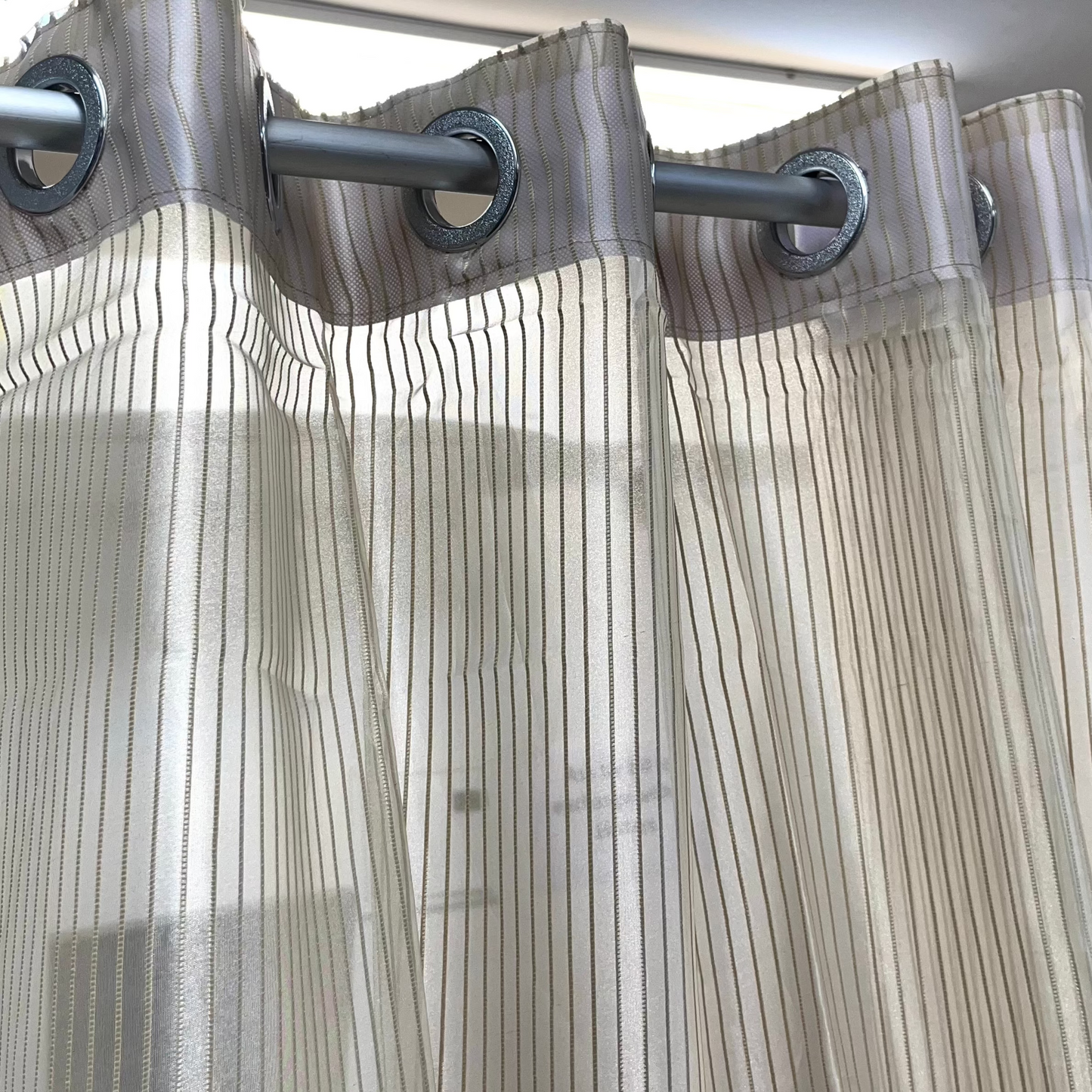 Beige Stripe Sheer Curtain