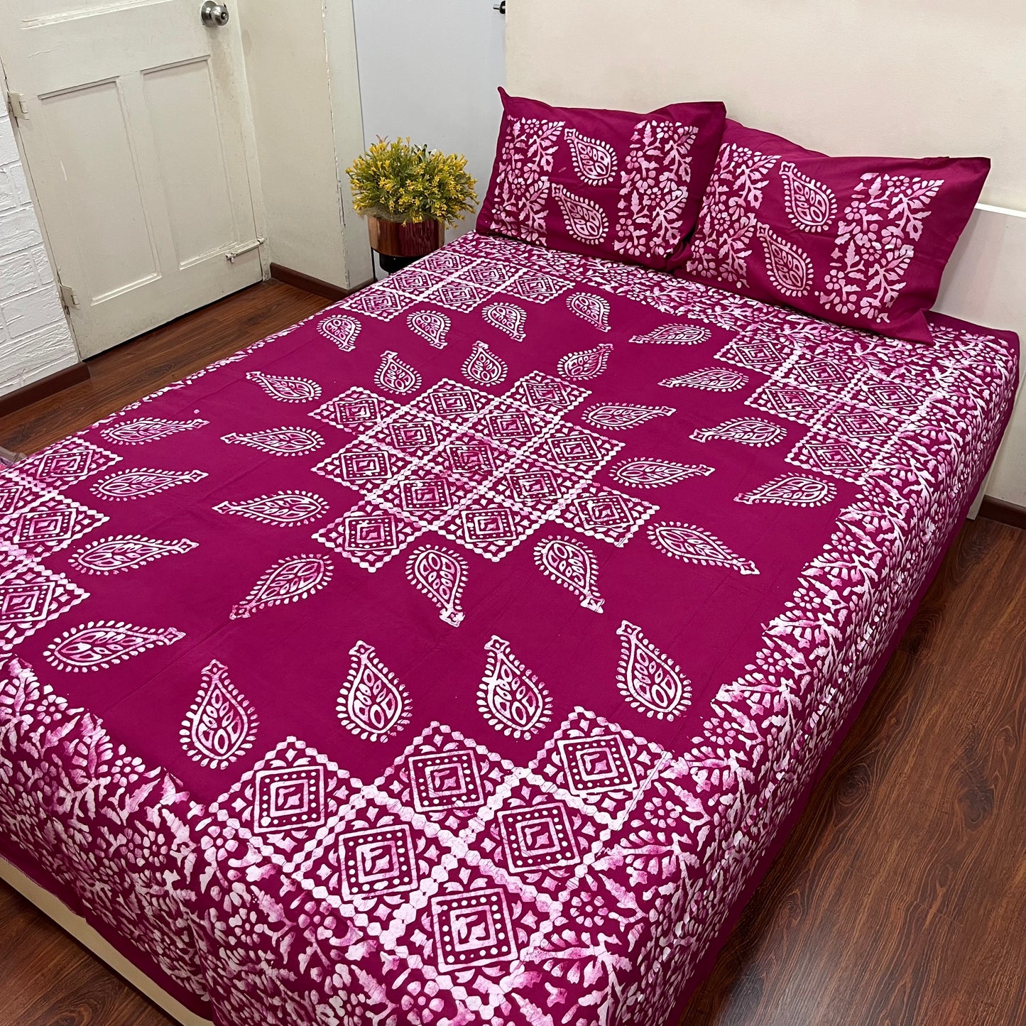 Batik Maroon Bedsheet