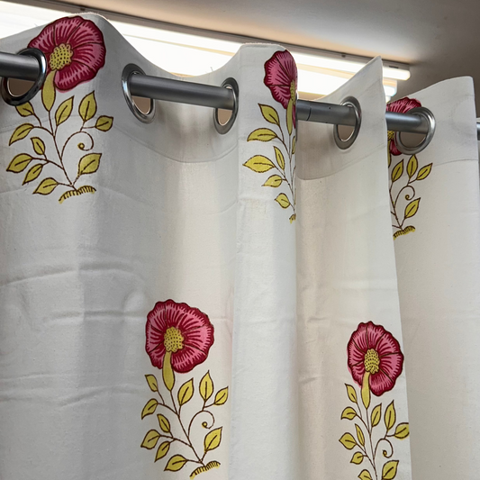 Flower Block Printed Curtain