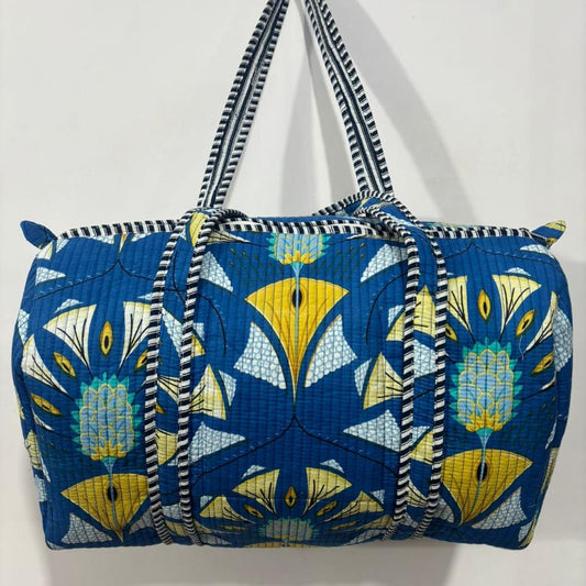 Blue Geometrical Weekender Bag