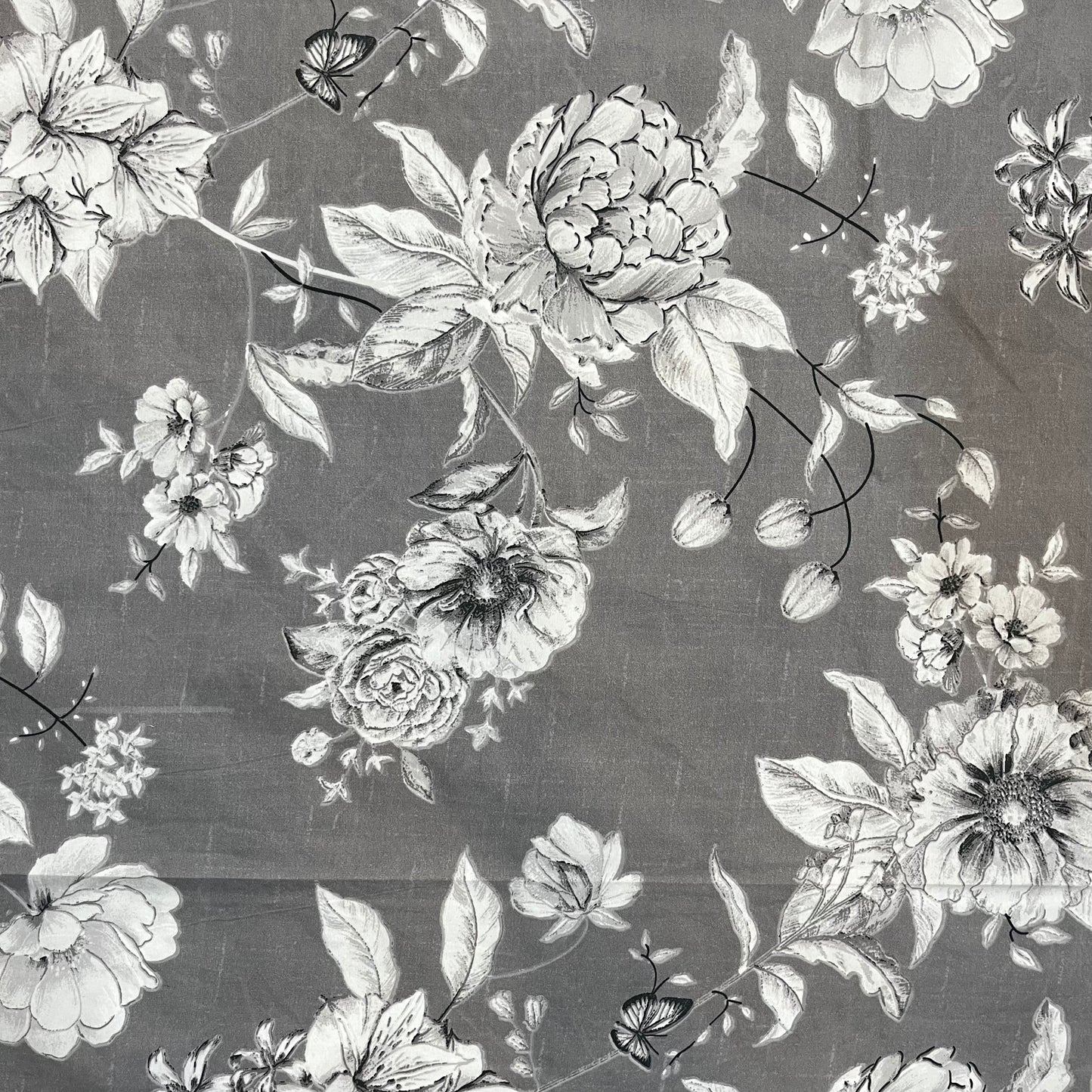 Grey Floral Print Bedsheet