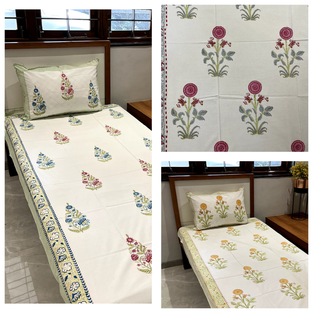 (SINGLE) HAND BLOCK PRINT COTTON BEDSHEET