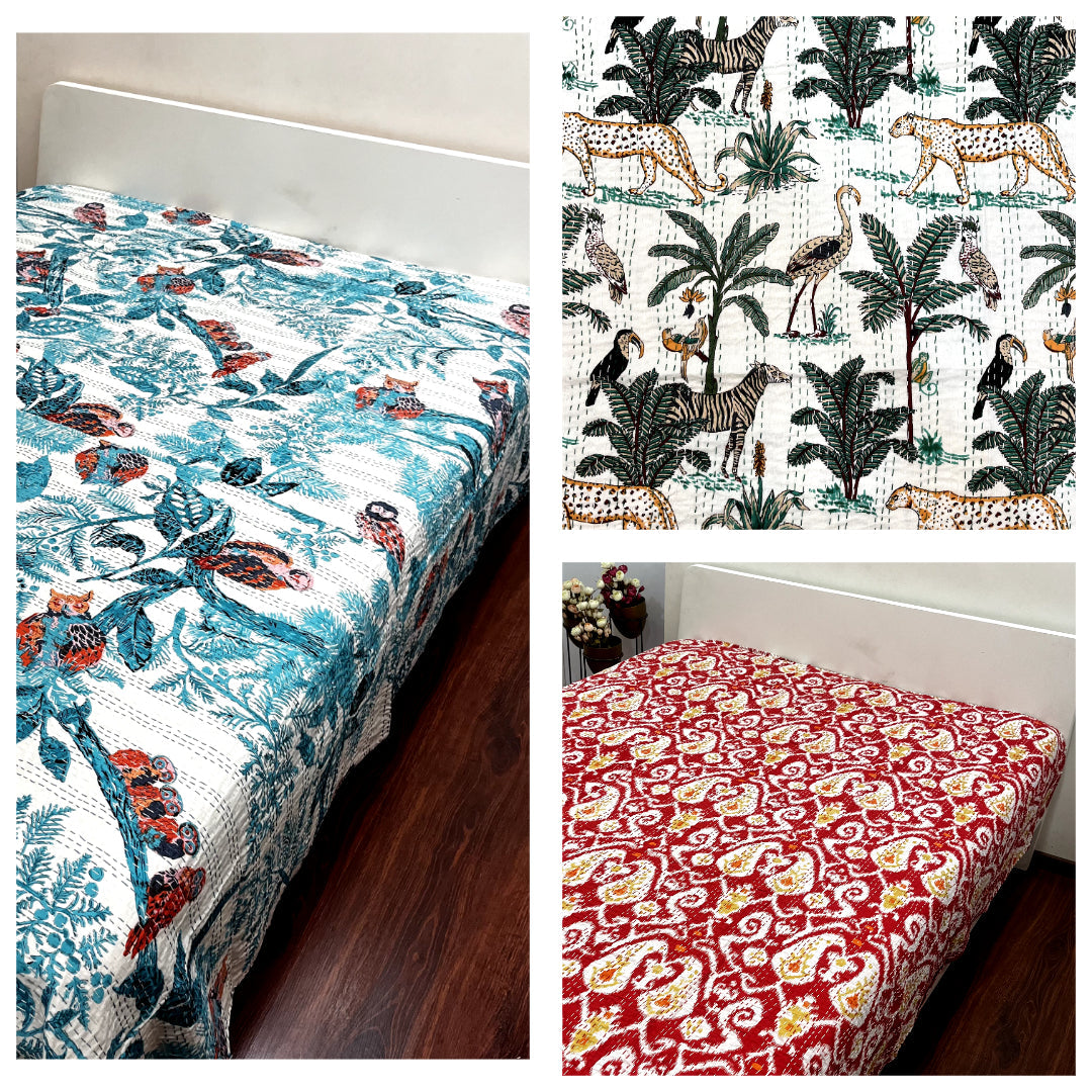 (DOUBLE) KANTHA BEDCOVER : THREADED HARMONY