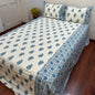 Timeless Blue Floral Ajrak Bedsheet