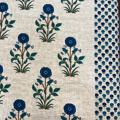 Timeless Floral Blue Ajrak Bedsheet