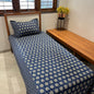 Timeless Berry Blue Ajrak Bedsheet