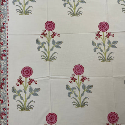 Artisanal Pink Lilly Block Print Bedsheet