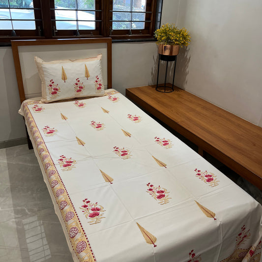 Artisanal Pine Block Print Bedsheet