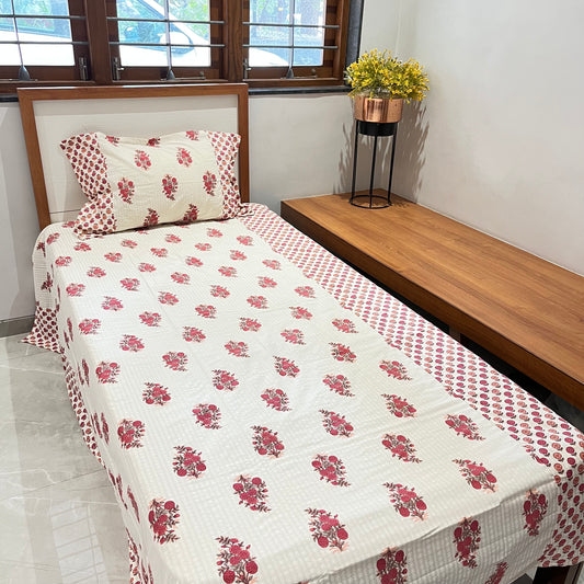 Timeless Marigold Print Ajrak Bedsheet