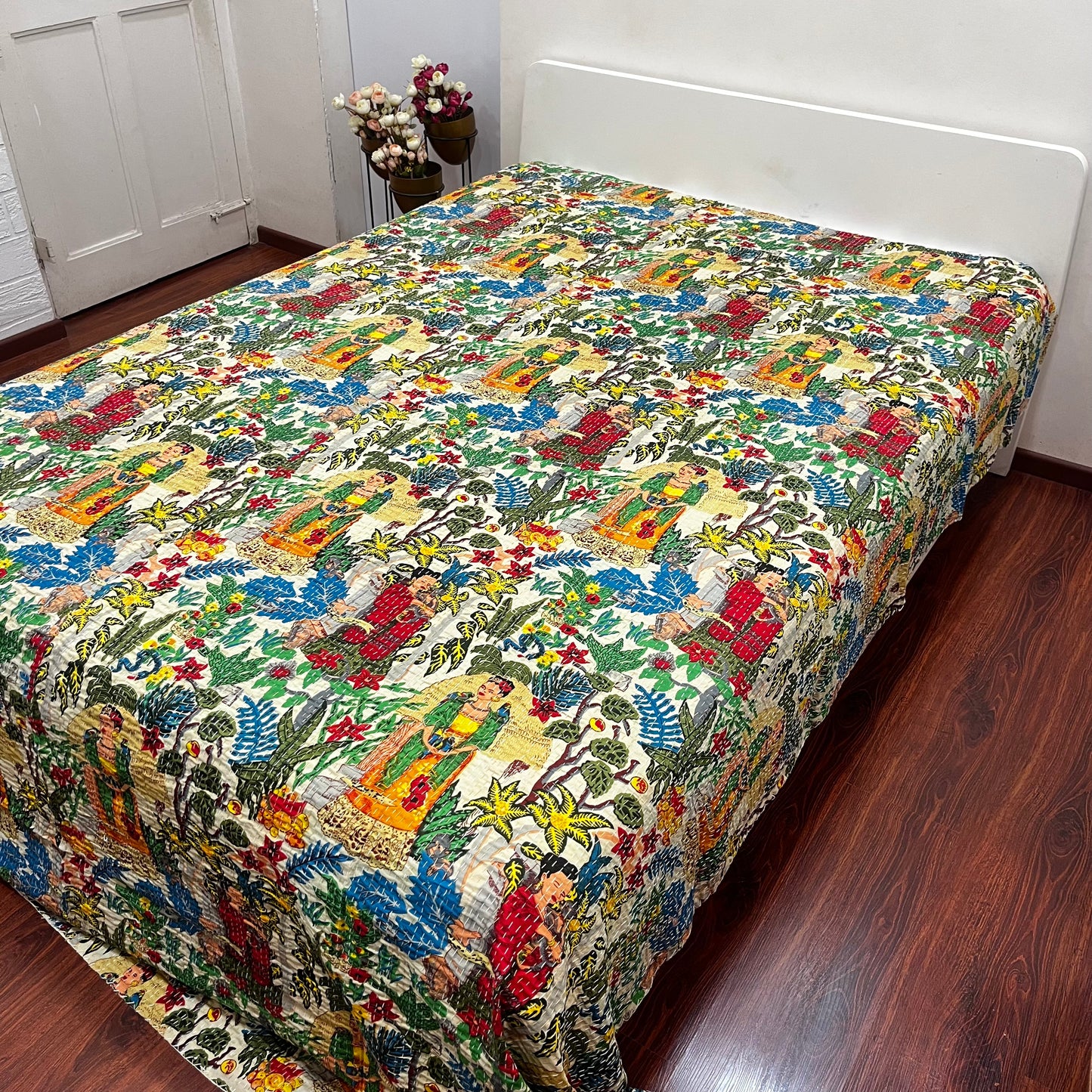 Printed Frida Kantha Bedcover