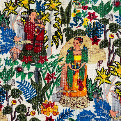 Printed Frida Kantha Bedcover