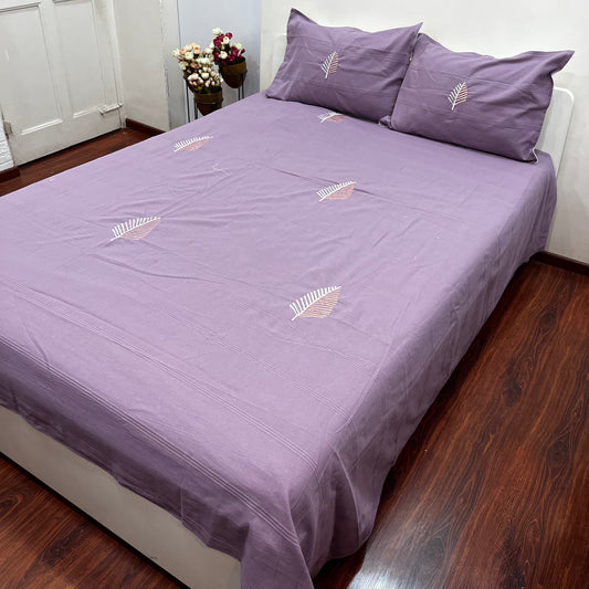 Embroidered Purple Pine Bedcover