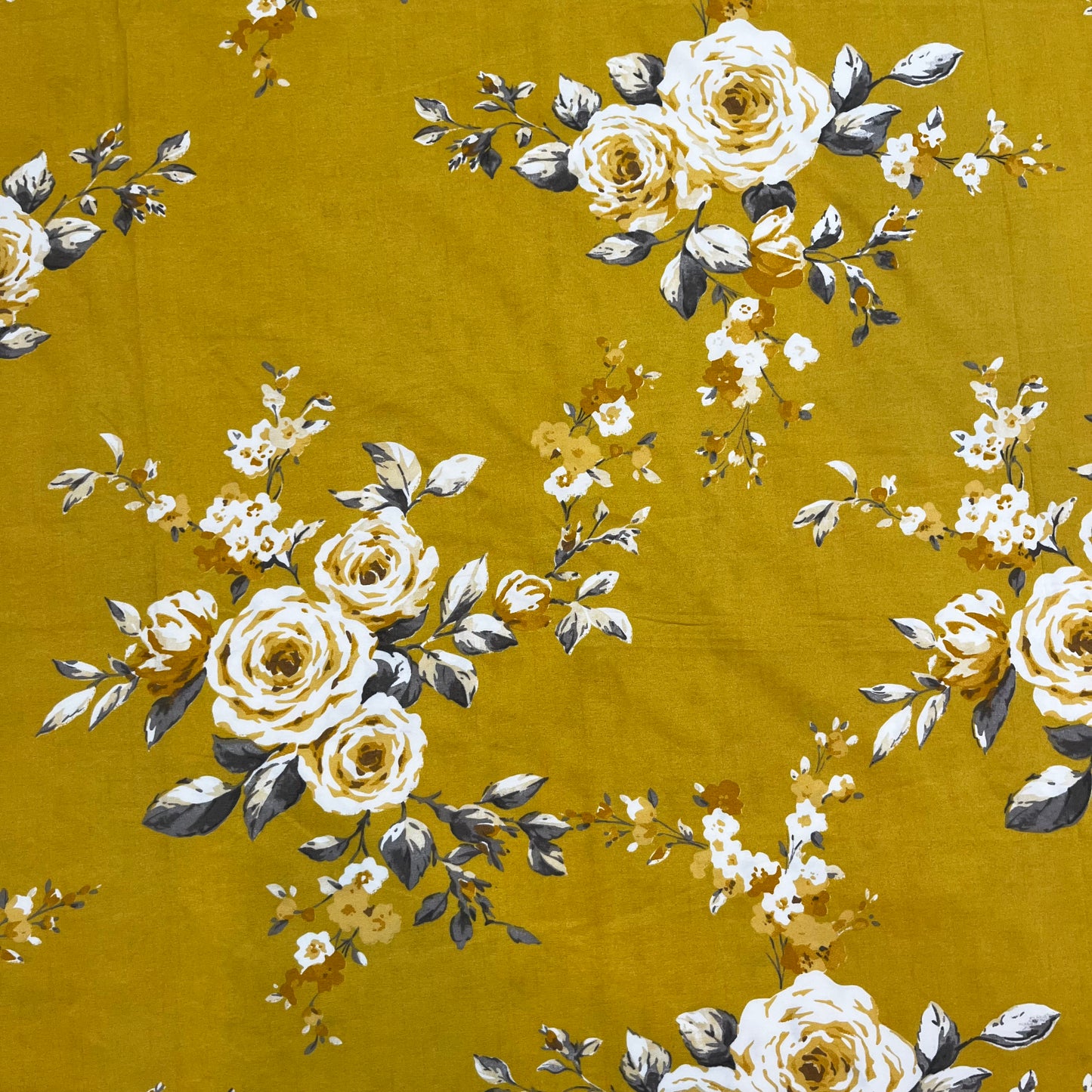 Yellow Floral Printed Bedsheet