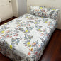Grey Floral Printed Bedsheet