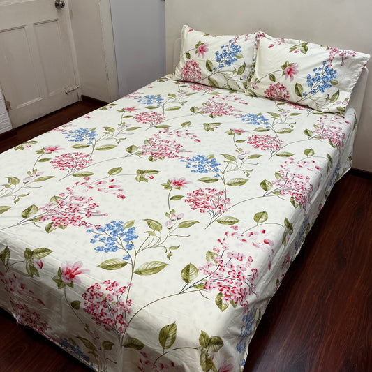 Pink Floral Printed Bedsheet