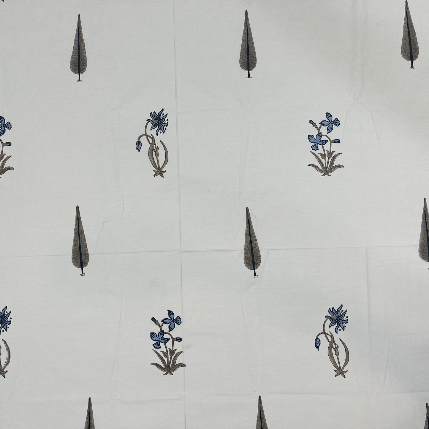 Artisanal Grey Pine Block Print Bedsheet