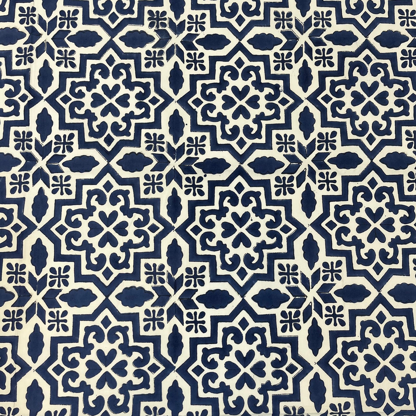 Artisanal Blue Geometric Block Print Bedsheet