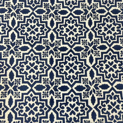 Artisanal Blue Geometric Block Print Bedsheet