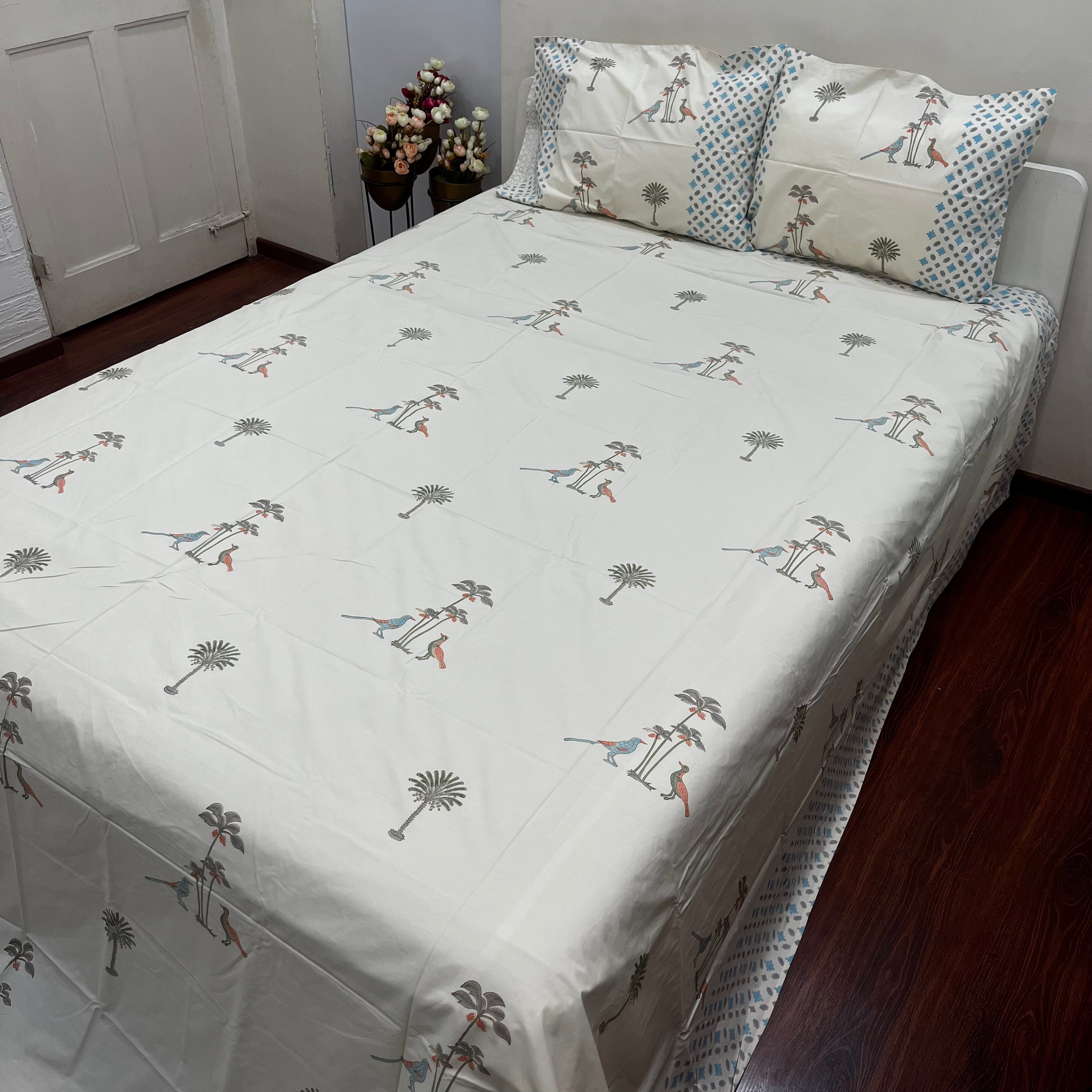 Artisanal Blue & Red Block Print Bedsheet – The Home Linen Studio