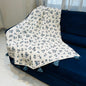Effortless White on Blue Cotton Sofa Throw