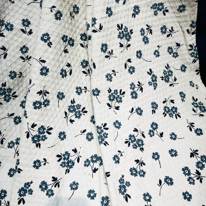 Effortless White on Blue Cotton Sofa Throw