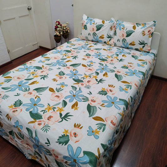Blue Floral Bedsheet