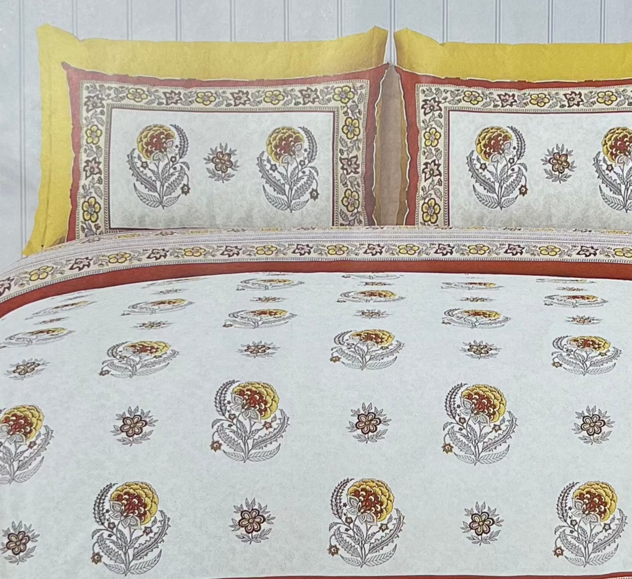 Brown Floral Printed Bedsheet