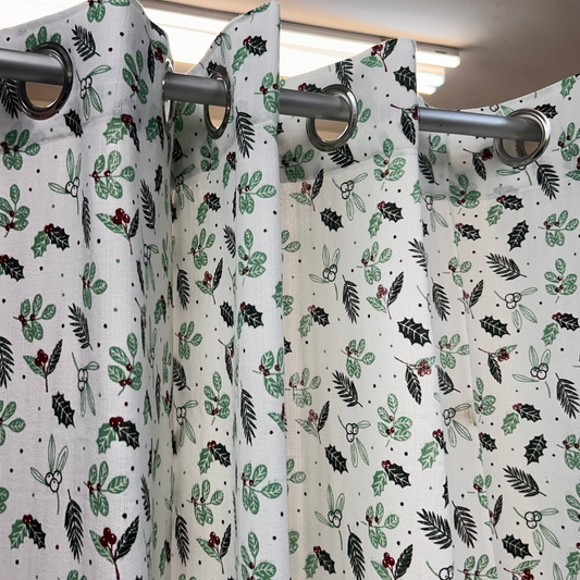 Green Floral Cotton Printed Curtains