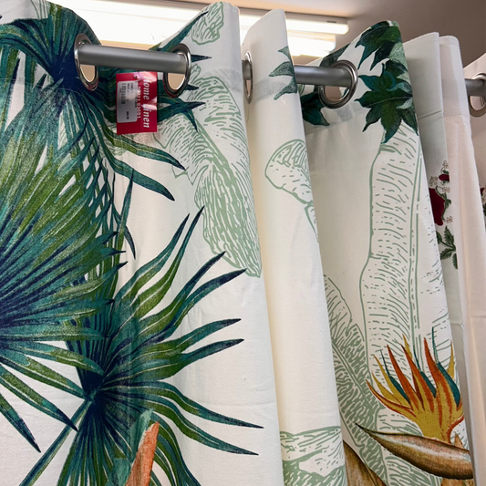 Tropical Leaf Cotton Printed Curtains