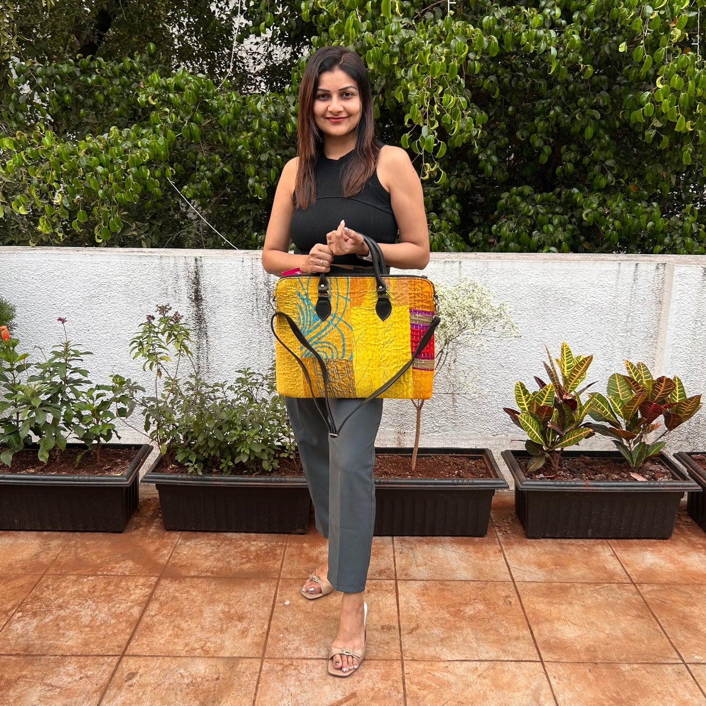 Smart and Sleek Yellow Laptop Bag