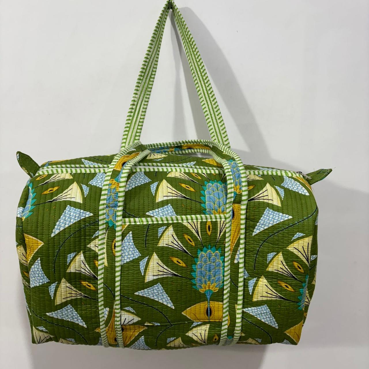 Green Geometric Weekender Bag