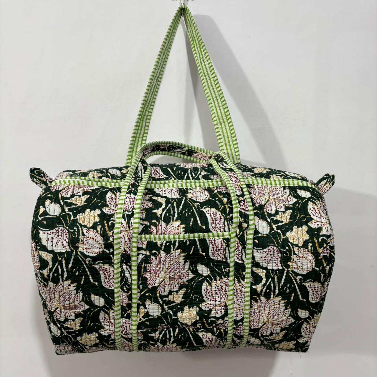 Green Floral Weekender Bag