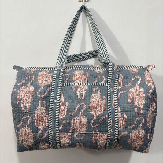 Gray Animal Print Weekender Bag